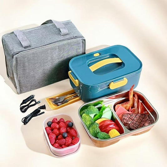 1.8L Water and Electricity Free Hot Rice Box, Plug-In Electric Heating Car Lunch Box, 304 with Rice Box, Multifunctional Hot Rice Artifact, Convenient